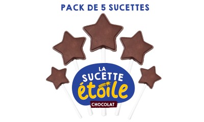 Pack de 5 sucettes étoiles en chocolat