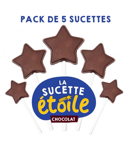 Pack de 5 sucettes étoiles en chocolat