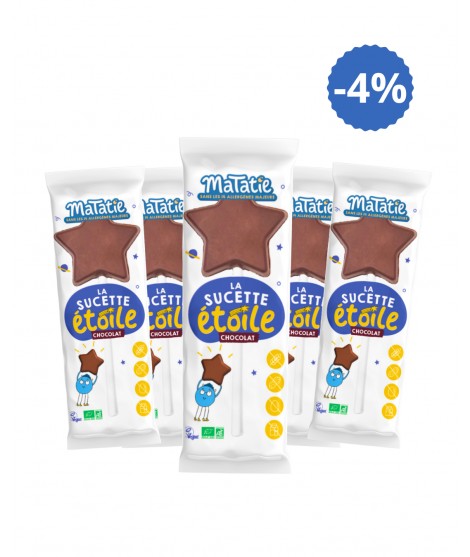 Pack de 5 sucettes étoiles en chocolat