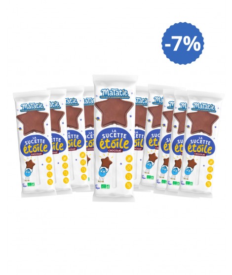 Pack de 10 sucettes étoilées en chocolat